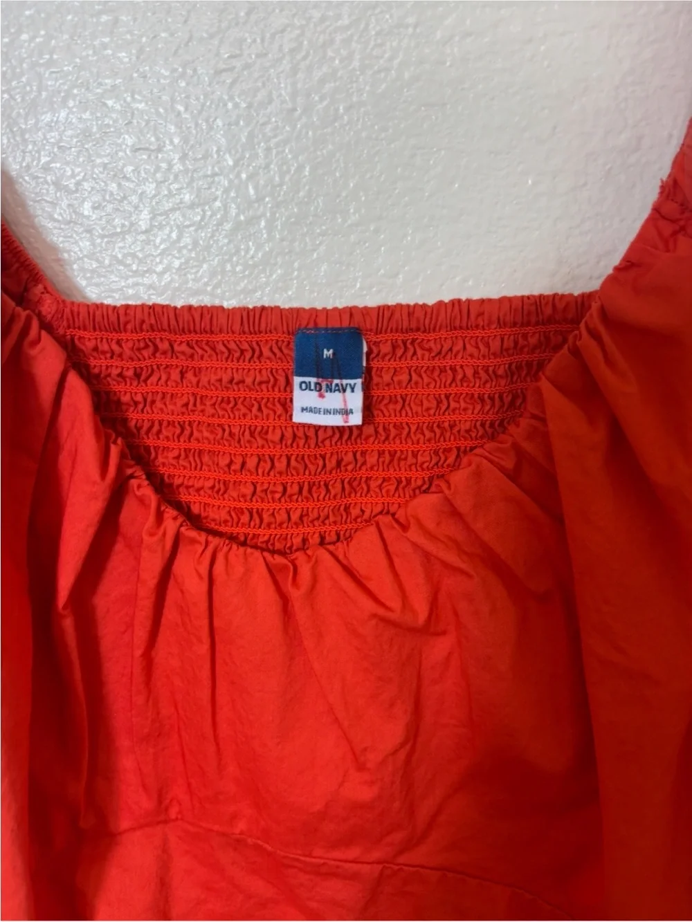 Old Navy Orange Puff-Sleeve bold Scoop Neck Blouse